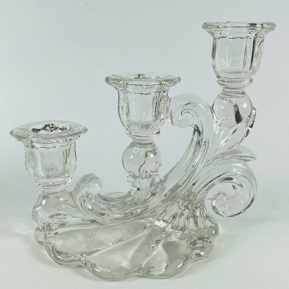 Cambridge Glass Caprice Clear 3-Lite Cascade Candlestick Single Replacement